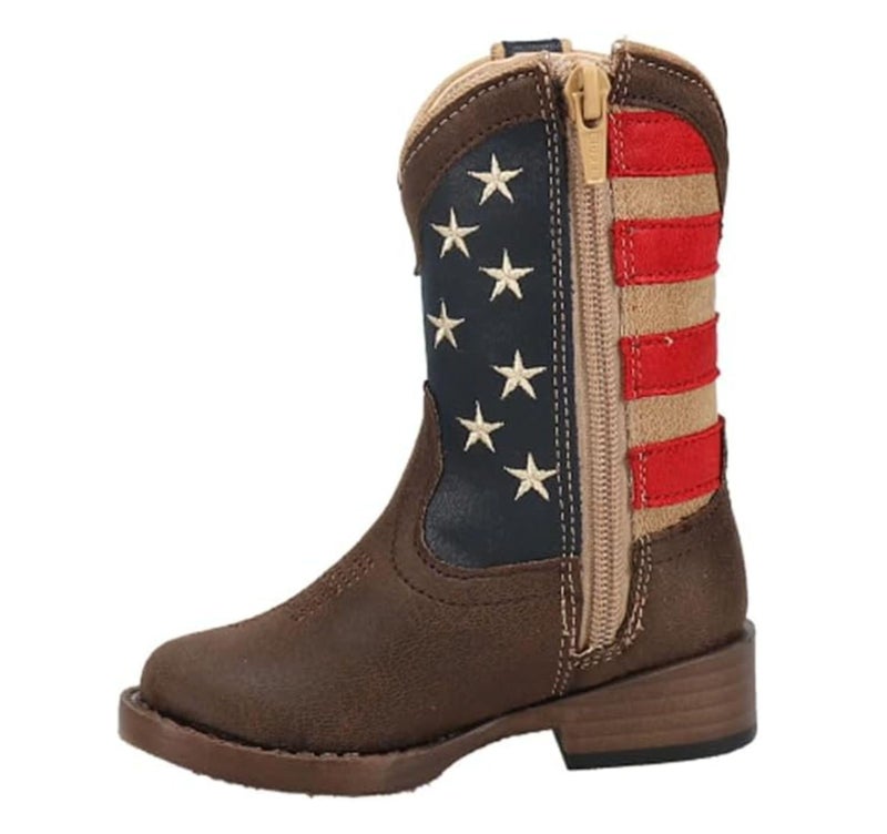 ROPER Kids Boys American Patriotic Square Toe Casual Boots Mid Calf - Blue, Brown, Red - Size 10 M - Image 1